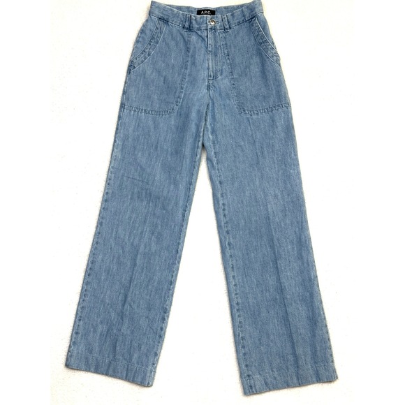 A.P.C. Denim - A.P.C. Jeans Women Light Wash Wide Leg Denim Pants Size 24 Made in Tunisia
